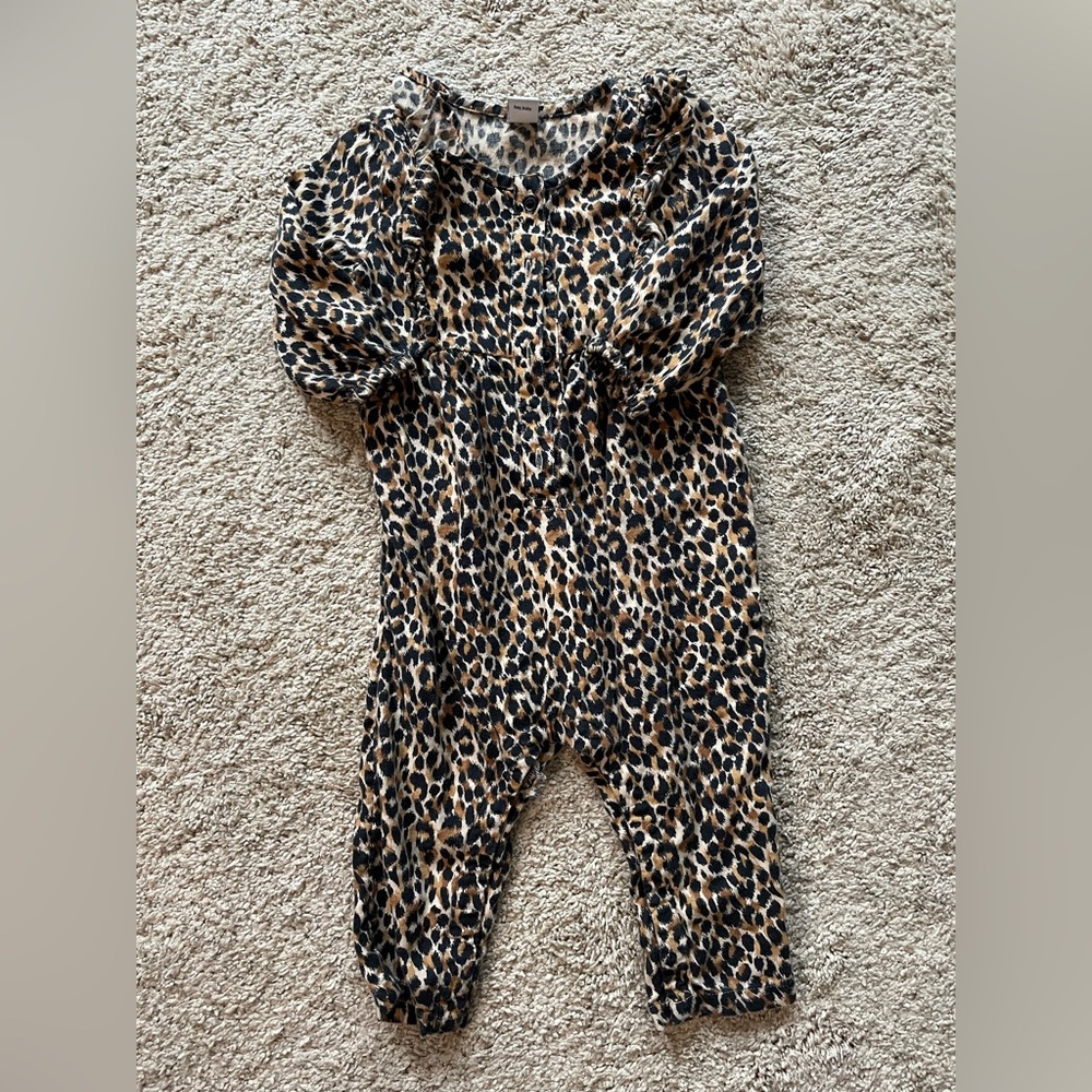 Baby size 12-18 mos long sleeve leopard romper
